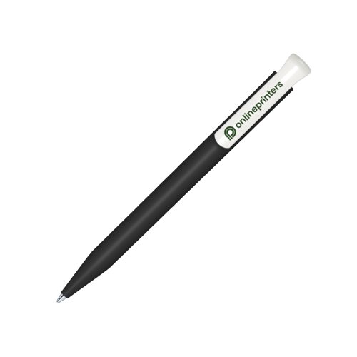 Black bio ballpoint pen with push mechanism.