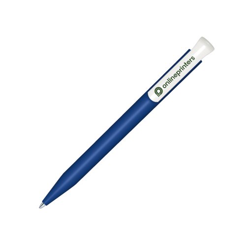 Dark blue bio plastic ballpoint pen with clip.
