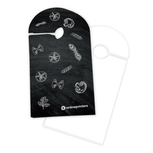 Single-sided door hanger with hanging hole.