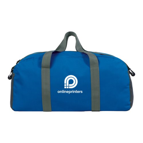 Blue sports bag made of durable fabric with carrying handles.