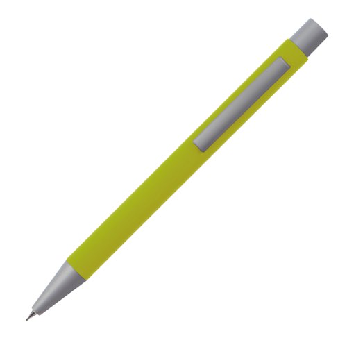 Apple green mechanical pencil with clip and leads.