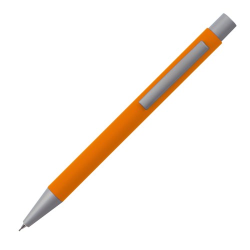 Orange propelling pencil with clip.