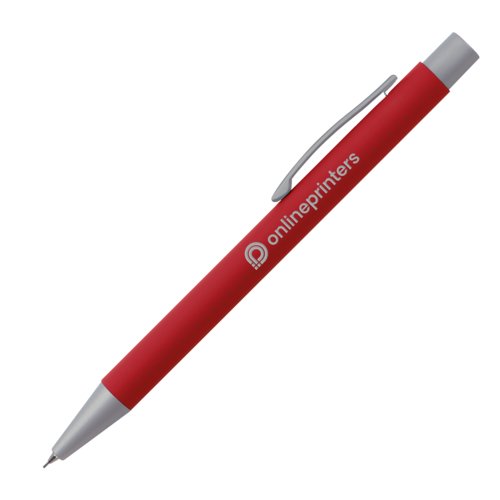 Red mechanical pencil with clip.