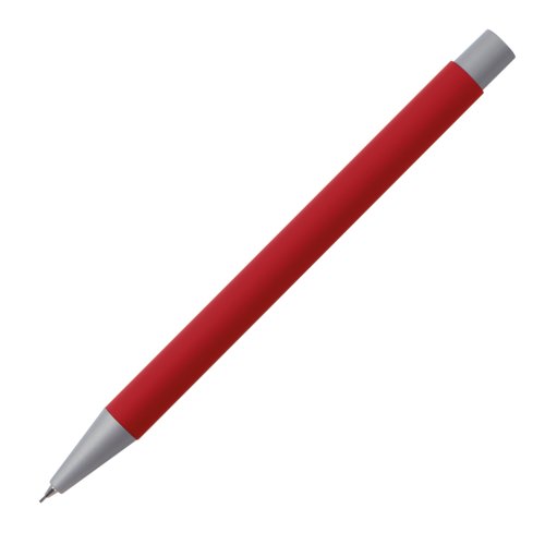 Red propelling pencil with metal elements.