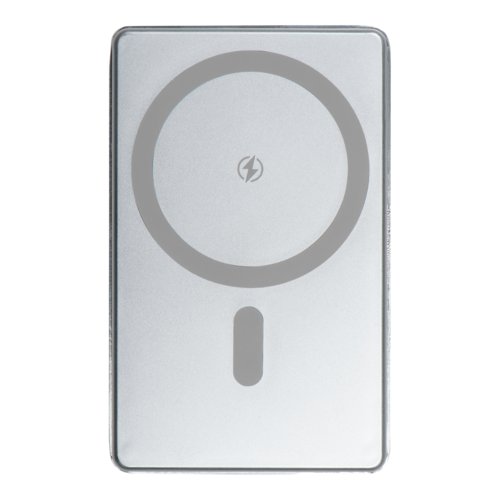 Gray power bank with 5,000 mAh capacity.