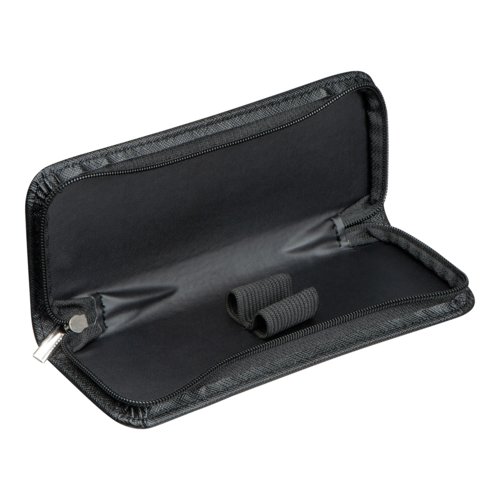 Black RPU pencil case with zipper.