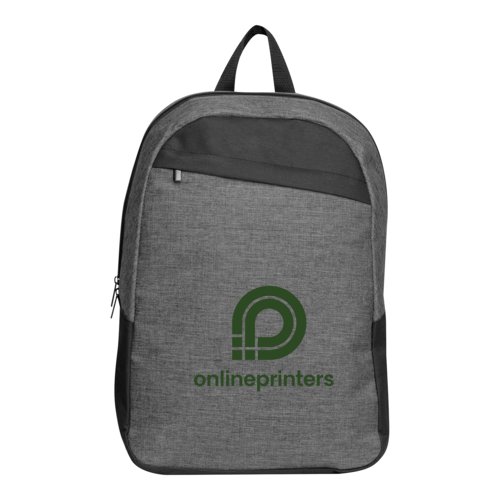 Gray fabric backpack with zipper compartment.