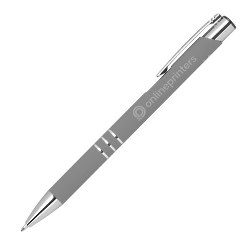 Anthracite gel pen with clip and push button.