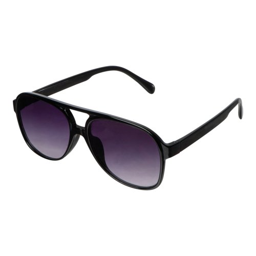 Black aviator sunglasses with dark lenses.