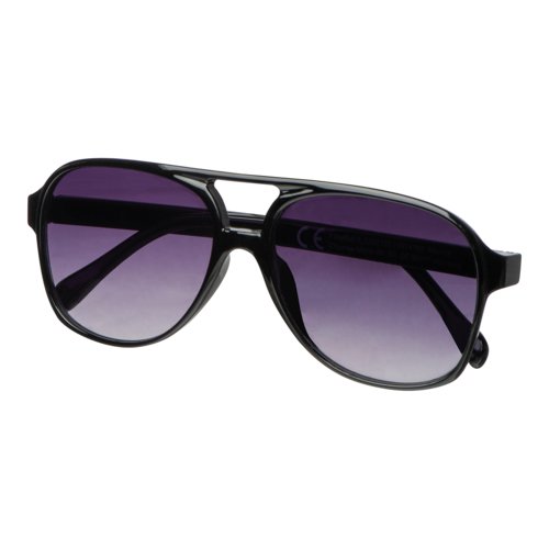 Black aviator sunglasses with plastic frame.