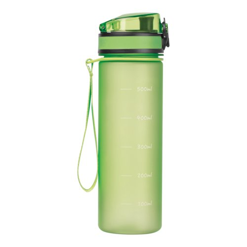 Apple green Tritan water bottle with lid and carrying loop.