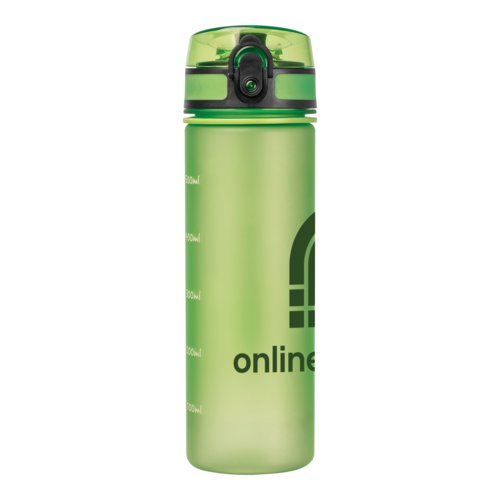 Apple green Tritan water bottle with leak-proof lid.