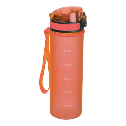 Orange Tritan water bottle with carrying loop.