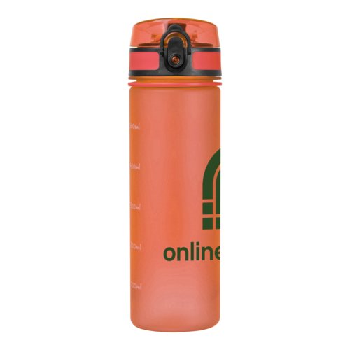 Orange Tritan water bottle with lid.
