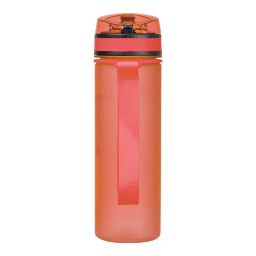 Orange Tritan water bottle with carrying loop.