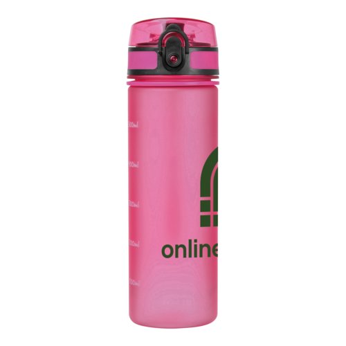 Pink Tritan water bottle with screw cap.