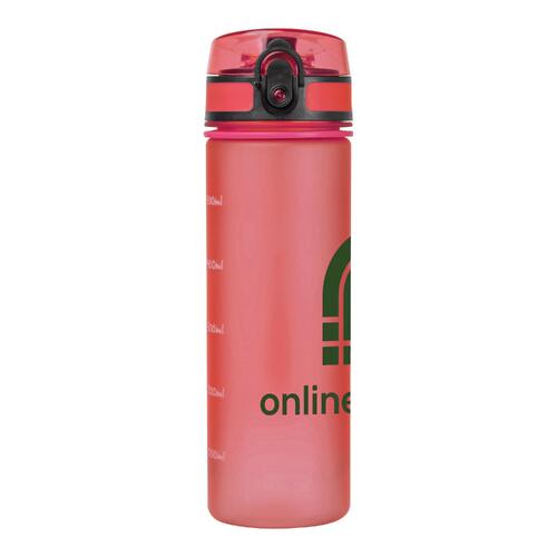 Pink Tritan water bottle with screw cap.