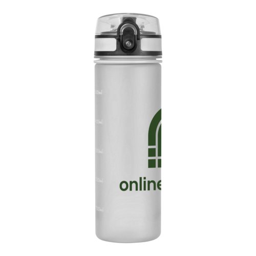 Transparent Tritan water bottle with lid.