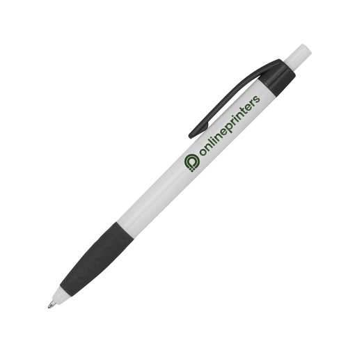 Black plastic ballpoint pen with clip.