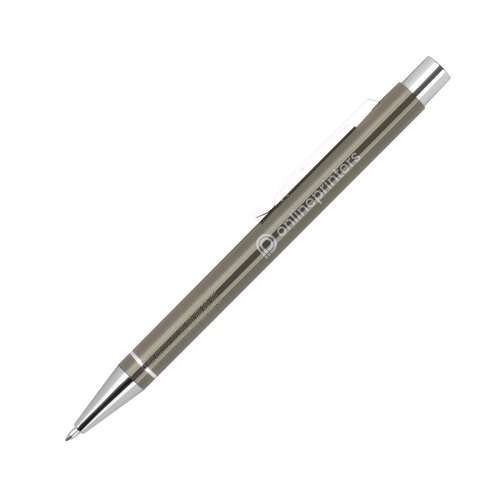 Anthracite gel pen with clip and push mechanism.