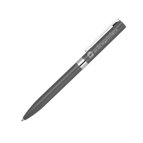 Anthracite gel pen with clip and push mechanism.