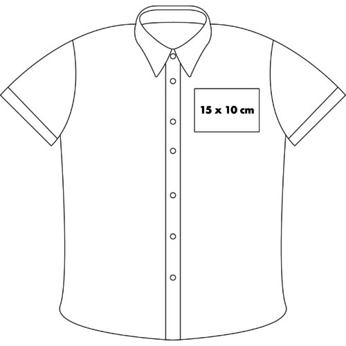 Short-sleeve poplin blouse for women with button placket.