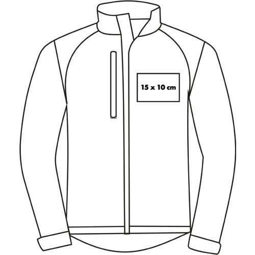 Men's softshell jacket with full zip and side pockets.