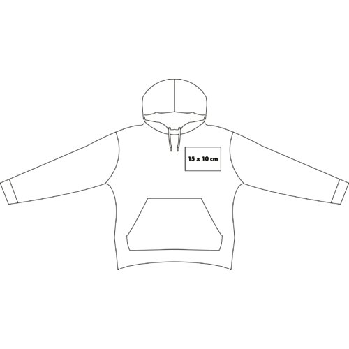 Fabric hoodie for women with kangaroo pocket and hood.