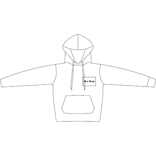 Fabric hoodie with hood, kangaroo pocket, and drawstring for men.