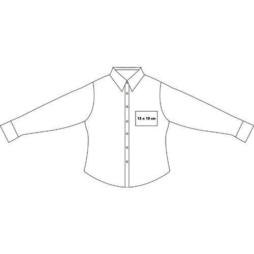 Oxford women's blouse with long sleeves and button placket.
