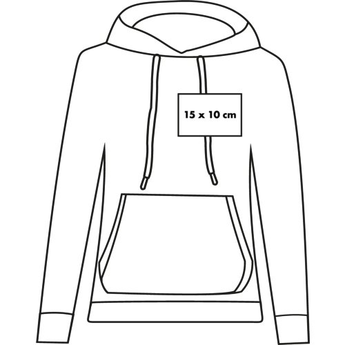 Fabric hoodie with hood and kangaroo pocket for women.