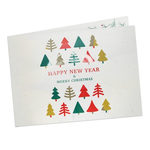Portrait Christmas folding card with partial spot varnish.