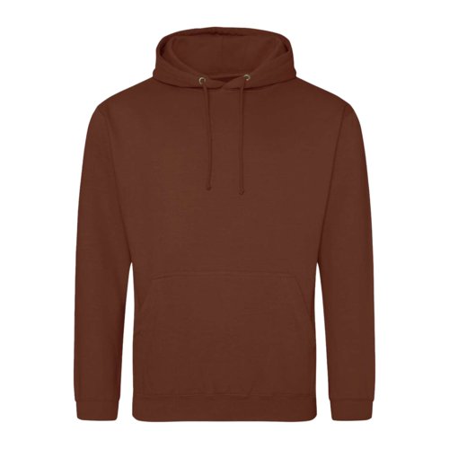 Brown cotton-blend hoodie with hood and kangaroo pocket.