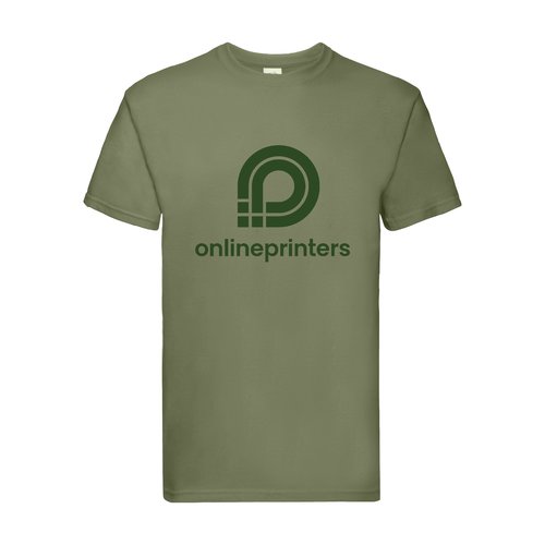 Green cotton t-shirt with short sleeves.