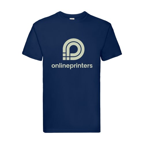 Navy blue cotton T-shirt for men with short sleeves.