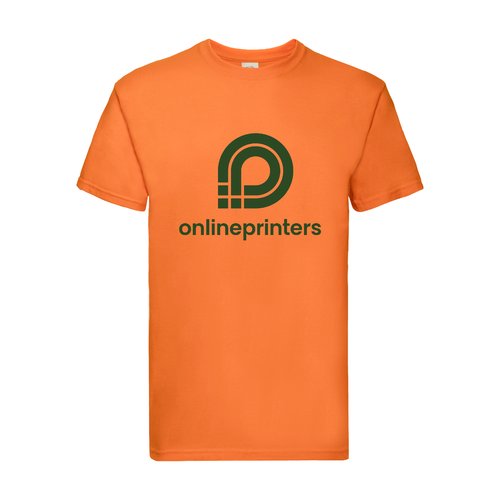 Orange cotton T-shirt for men with short sleeves.