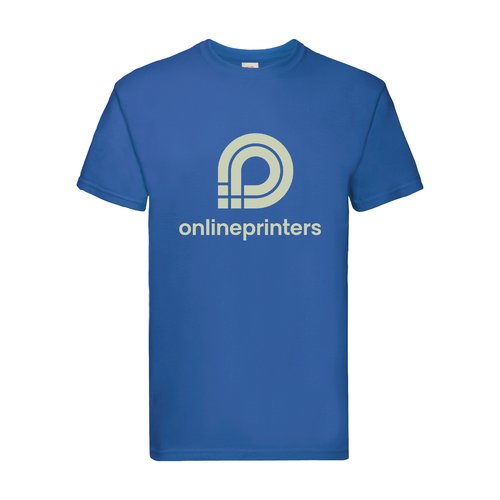 Royal blue cotton T-shirt for men with short sleeves.