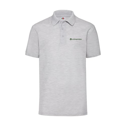 Heather gray polyester-cotton pique polo shirt for men.