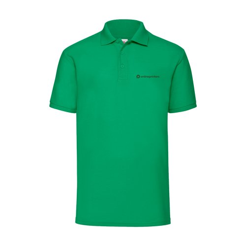 Green Pique polo shirt with short button placket and ribbed collar.