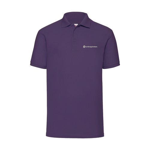 Violet blended fabric polo shirt with short sleeves.