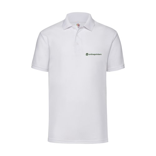 White blended fabric polo shirt for men with short button placket.