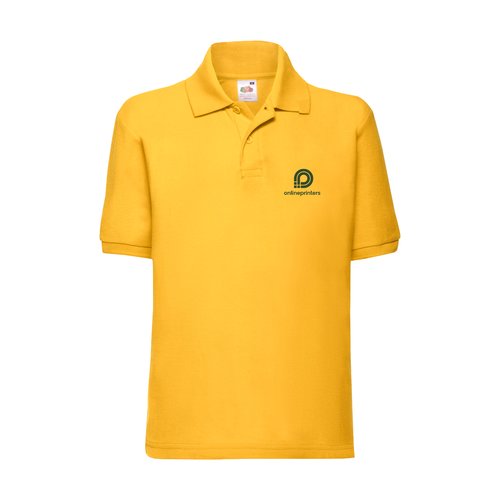 Yellow polyester and cotton blend pique polo shirt for kids.