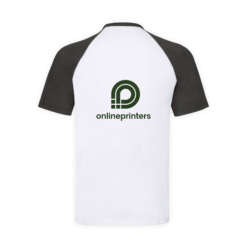 White cotton T-shirt with black raglan sleeves for men.