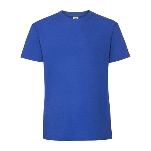 Royal blue cotton t-shirt with short sleeves.