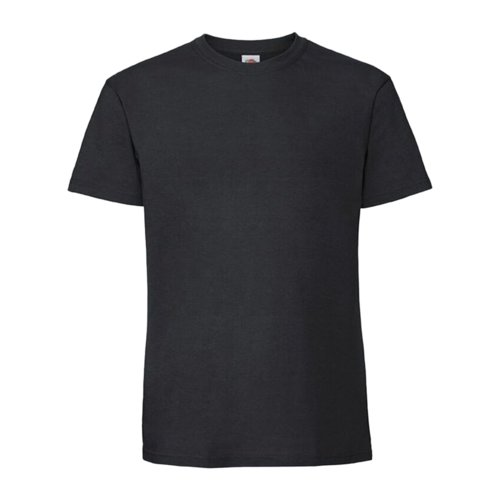 Black cotton T-shirt with short sleeves and crew neck.