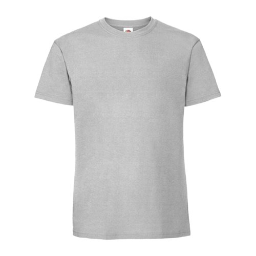 Gray cotton t-shirt with short sleeves and a round neckline.