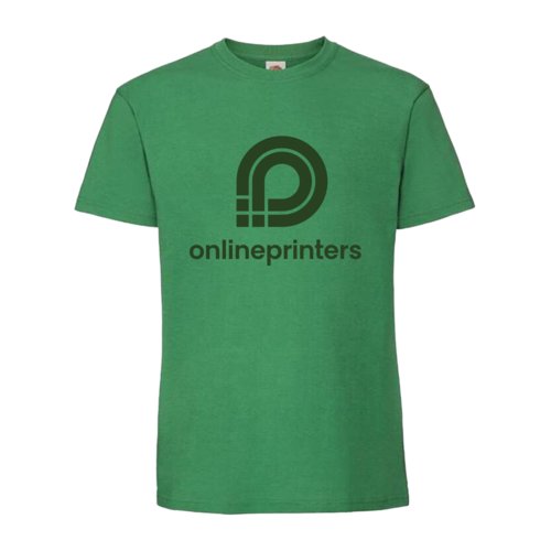 Green cotton T-shirt for men with short sleeves.