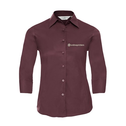 Burgundy cotton women's blouse with elastane.