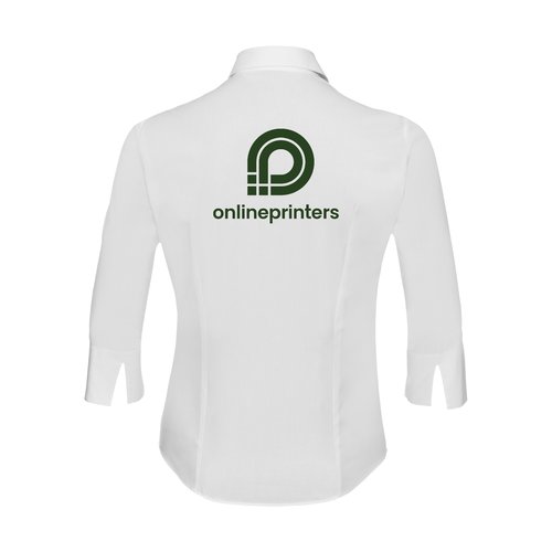 White cotton blouse for women with 3/4 sleeves.