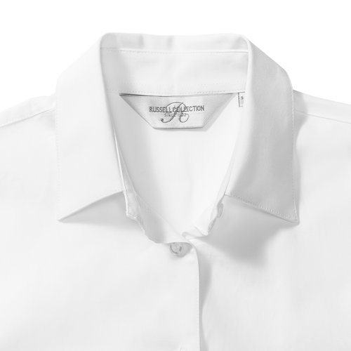 White cotton blouse with elastane for women.
